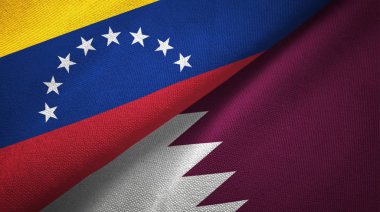 Venezuela ve Katar iki bayrakları tekstil kumaş, kumaş dokusu