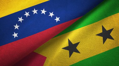 Venezuela ve Sao Tome ve Principe iki bayraklar tekstil kumaş, kumaş dokusu