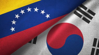 Venezuela ve Güney Kore iki bayrakları tekstil kumaş, kumaş dokusu