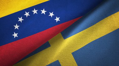 Venezuela ve Isveç iki bayraklar tekstil kumaş, kumaş dokusu