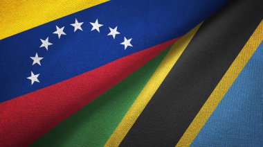 Venezuela ve Tanzanya iki bayraklar tekstil kumaş, kumaş dokusu