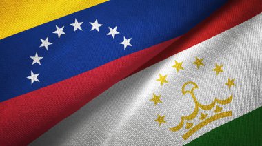 Venezuela ve Tacikistan iki bayrakları tekstil kumaş, kumaş dokusu