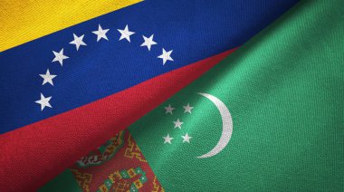 Venezuela ve Türkmenistan iki bayrakları tekstil kumaş, kumaş dokusu