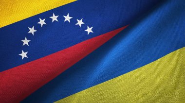 Venezuela ve Ukrayna iki bayraklar tekstil kumaş, kumaş dokusu
