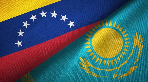 Venezuela ve Kazakistan iki bayraklar tekstil kumaş, kumaş dokusu