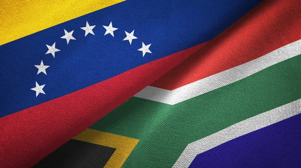 Venezuela and South Africa two flags textile cloth, fabric texture