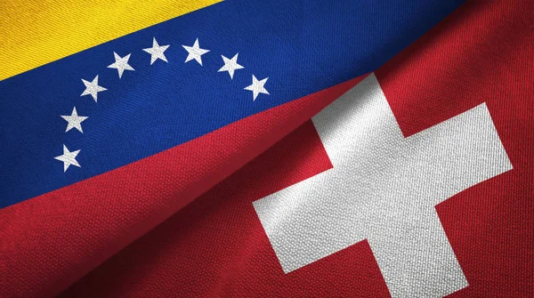 Venezuela and Switzerland two flags textile cloth, fabric texture