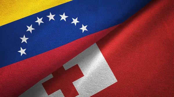 Venezuela and Tonga two flags textile cloth, fabric texture