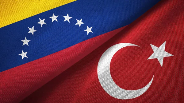 Venezuela and Turkey two flags textile cloth, fabric texture — Stock Photo, Image