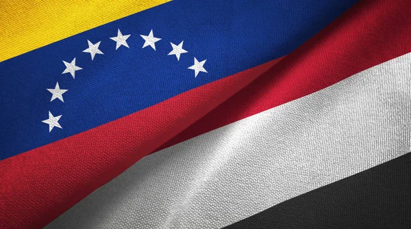 Venezuela ve Yemen iki bayraklar tekstil kumaş, kumaş dokusu