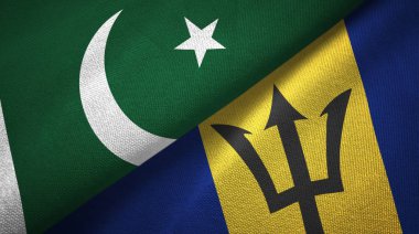 Pakistan ve Barbados iki bayraklar tekstil kumaş, kumaş dokusu 