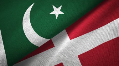Pakistan ve Danimarka iki bayraklar tekstil kumaş, kumaş dokusu