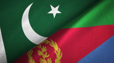 Pakistan ve Eritre iki bayrakları tekstil kumaş, kumaş dokusu