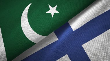 Pakistan ve Finlandiya iki bayraklar tekstil kumaş, kumaş dokusu