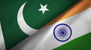 Pakistan ve Hindistan iki bayraklar tekstil kumaş, kumaş dokusu