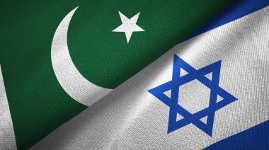 Pakistan ve Israil iki bayraklar tekstil kumaş, kumaş dokusu