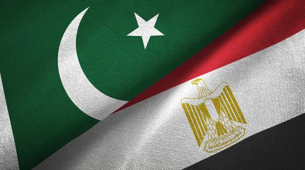 Pakistan and Egypt two flags textile cloth