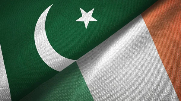 Pakistan and Ireland two flags textile cloth, fabric texture — Stock Photo, Image