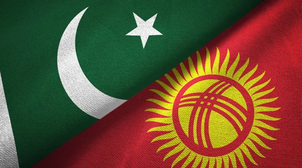 Pakistan and Kyrgyzstan two flags textile cloth, fabric texture