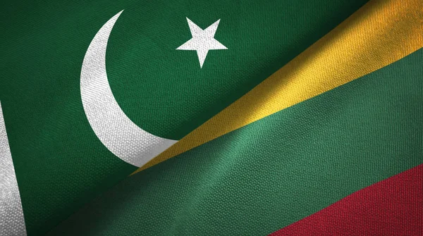 Pakistan and Lithuania two flags textile cloth, fabric texture — Stock Photo, Image