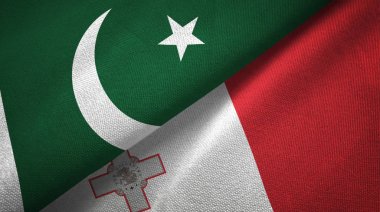 Pakistan ve Malta iki bayraklar tekstil kumaş, kumaş dokusu