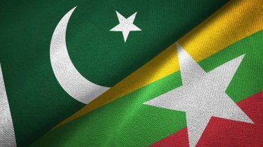 Pakistan ve Myanmar iki bayraklar tekstil kumaş, kumaş dokusu