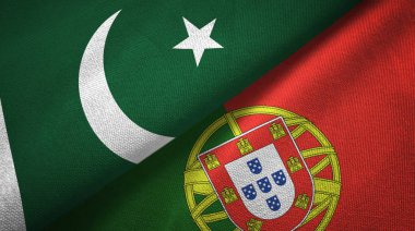 Pakistan ve Portekiz iki bayraklar tekstil kumaş, kumaş dokusu