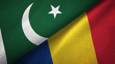 Pakistan ve Romanya iki bayraklar tekstil kumaş, kumaş dokusu