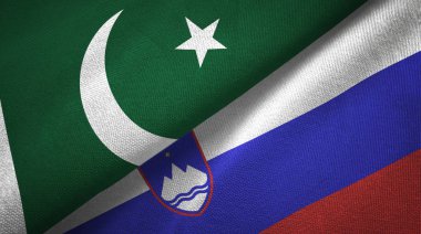 Pakistan ve Slovenya iki bayraklar tekstil kumaş, kumaş dokusu