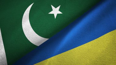 Pakistan ve Ukrayna iki bayraklar tekstil kumaş, kumaş dokusu
