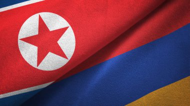 Kuzey Kore ve Ermenistan 'da iki bayrak Tekstil bezi, kumaş dokusu 