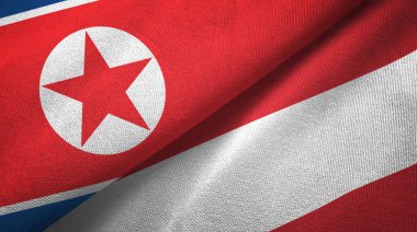 Kuzey Kore ve Avusturya iki bayraklar tekstil kumaş, kumaş dokusu 