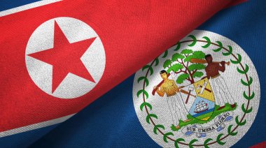 Kuzey Kore ve Belize iki bayraklar tekstil kumaş, kumaş dokusu 