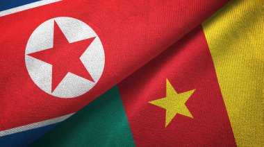 Kuzey Kore ve Kamerun iki bayraklar tekstil kumaş, kumaş dokusu 