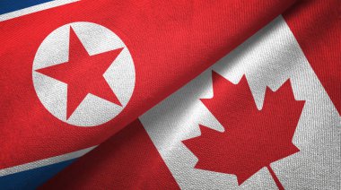 Kuzey Kore ve Kanada iki bayraklar tekstil kumaş, kumaş dokusu 