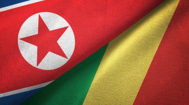 Kuzey Kore ve Kongo iki bayrakları tekstil kumaş, kumaş doku 