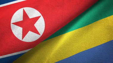 Kuzey Kore ve Gabon iki bayraklar tekstil kumaş, kumaş dokusu