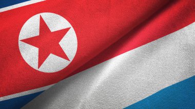 Kuzey Kore ve Lüksemburg iki bayraklar tekstil kumaş, kumaş dokusu