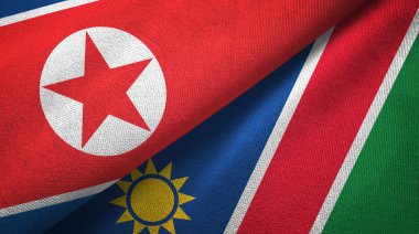 Kuzey Kore ve Namibya iki bayraklar tekstil kumaş, kumaş dokusu