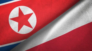 Kuzey Kore ve Polonya iki bayraklar tekstil kumaş, kumaş dokusu