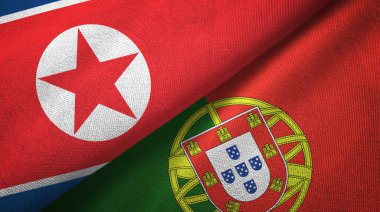 Kuzey Kore ve Portekiz iki bayraklar tekstil kumaş, kumaş dokusu