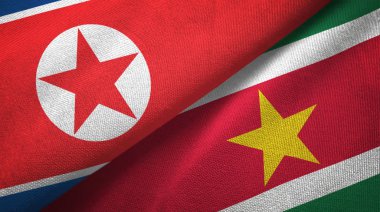 Kuzey Kore ve Surinam iki bayraklar tekstil kumaş, kumaş dokusu