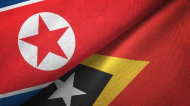 Kuzey Kore ve Timor-Leste Doğu Timor iki bayraklar tekstil kumaş, kumaş dokusu