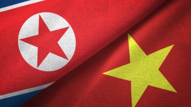 Kuzey Kore ve Vietnam iki bayraklar tekstil kumaş, kumaş dokusu