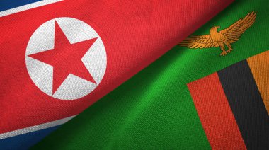 Kuzey Kore ve Zambiya iki bayraklar tekstil kumaş, kumaş dokusu