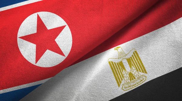 North Korea and Egypt two flags textile cloth