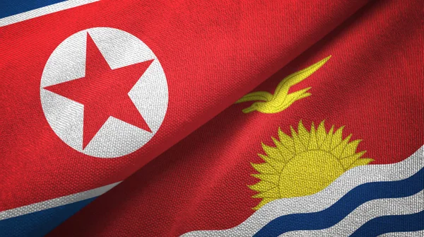 North Korea and Kiribati two flags textile cloth, fabric texture — Stock Photo, Image