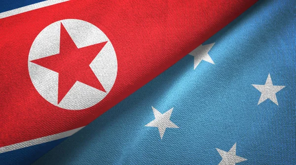 朝鲜和密克罗尼西亚两旗纺织布, 织物质地 — 图库照片