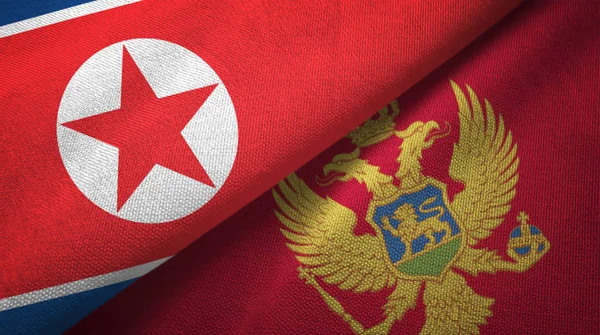 North Korea and Montenegro two flags textile cloth, fabric texture — Stock Photo, Image