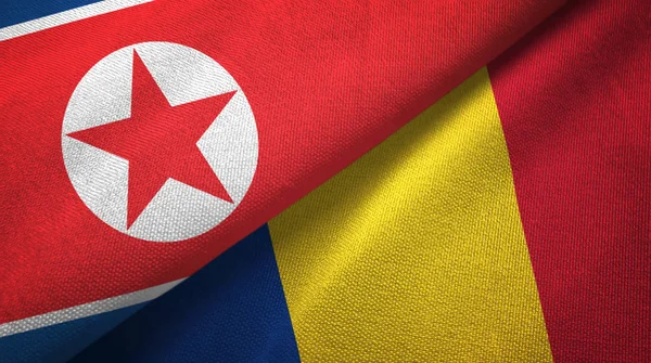 Kuzey Kore ve Romanya iki bayraklar tekstil kumaş, kumaş dokusu